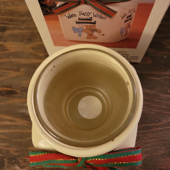 Votive Holiday Winter Candle Holder Jar Warm Fuzzy Wishes Country Decor Distress - Picture 5 of 8